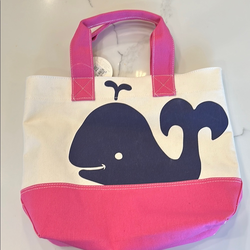 Pottery Barn Kids Pink and White Whale Tote Bag